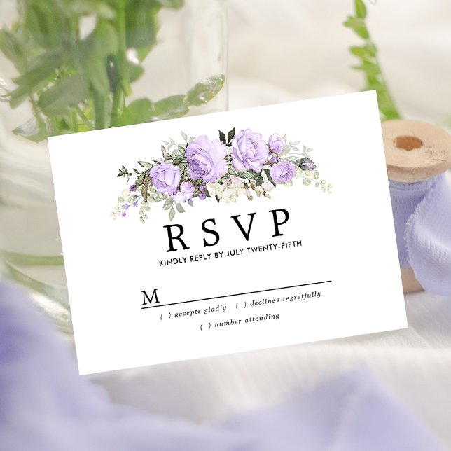 Rustic Light Purple Floral Wedding RSVP Card (Creator Uploaded)