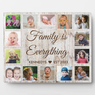 Rustic Light Wood 14 Photo Collage Family Quote Plaque