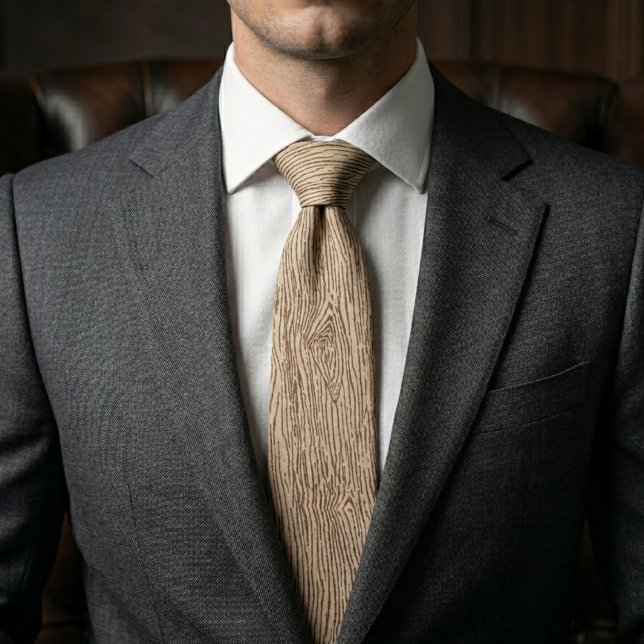 Rustic Light Wood Grain Texture Pattern Tie (Creator Uploaded)