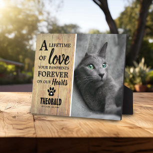 Rustic Light Wood Pet Cat/Dog Photo Memorial Plaque