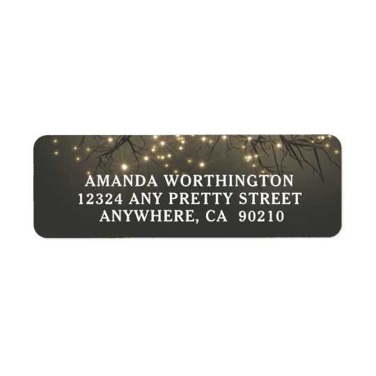 Rustic Lighted Tree Branch Country Wedding Return Address Label