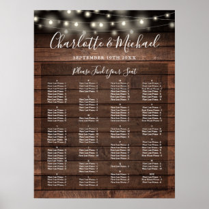 Rustic Lights Alphabetical Wedding Seating Chart
