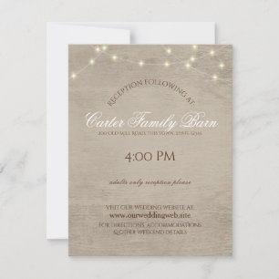 Rustic  Lights and Barn Wood Details Wedding Invit Invitation