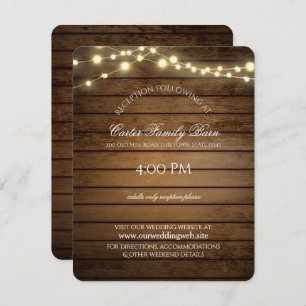 Rustic  Lights and Barn Wood Details Wedding Invitation