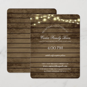Rustic  Lights and Barn Wood Details Wedding Invitation
