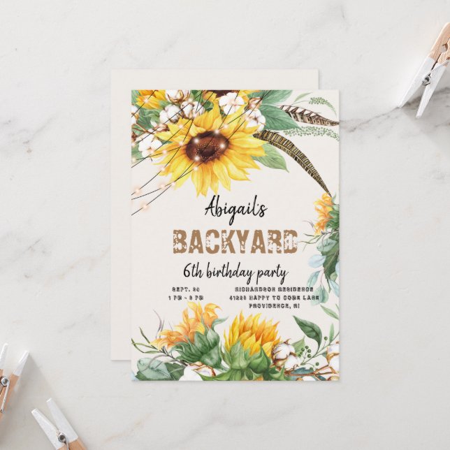 Rustic Lights Backyard Child Birthday Party Invitation (Front/Back In Situ)