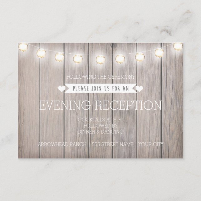 RUSTIC LIGHTS - EVENING RECEPTION CARD (Front)