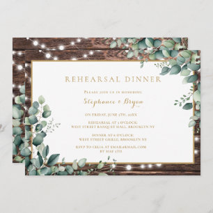 Rustic Lights Greenery Rehearsal Dinner Invitation
