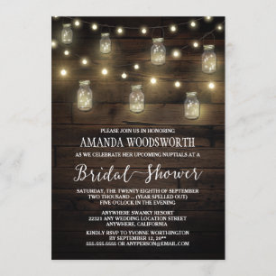 Rustic Lights Mason Jar Bridal Shower Invitations
