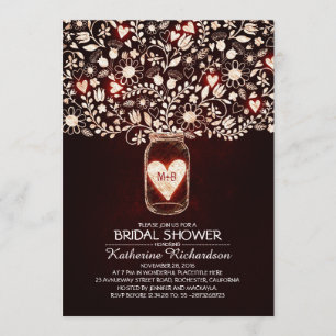 Rustic Lights Mason Jar Bridal Shower Invitations