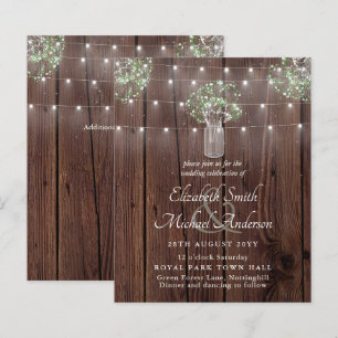 Rustic Lights Mason Jars Gypsophila Budget Wedding