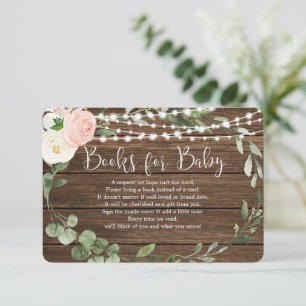 Rustic lights pink floral greenery books for baby enclosure card