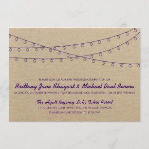 Rustic Lights Purple Wedding Invitation