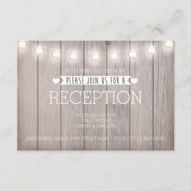 RUSTIC LIGHTS - RECEPTION CARD (Front)