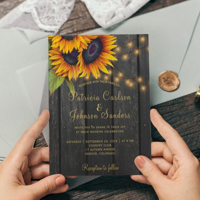 Rustic lights sunflower barn wood budget wedding (Creator Uploaded)