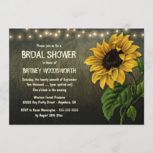 Rustic Lights Sunflower Bridal Shower Invitations