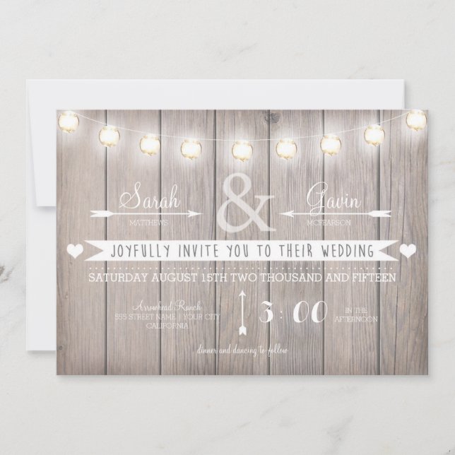 Rustic Lights Wedding Invitation (Front)