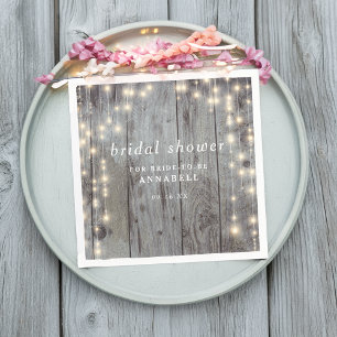 Rustic Lights Wood Bridal Shower Napkin