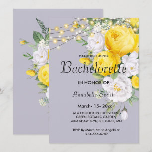 Rustic lights Yellow Floral bachelor party  Invitation