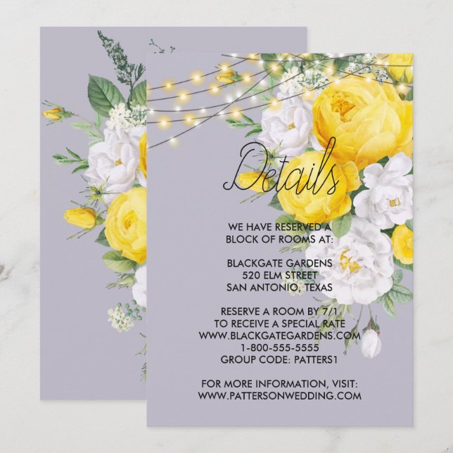 Rustic lights Yellow Floral  Enclosure  cards (Front/Back)