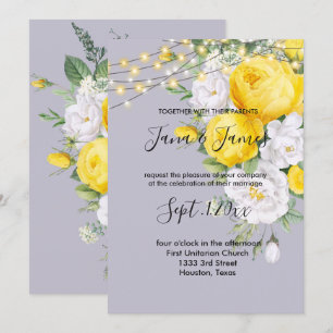 Rustic lights Yellow Floral wedding invitation