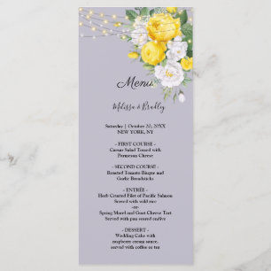 Rustic lights Yellow Floral Wedding Menu