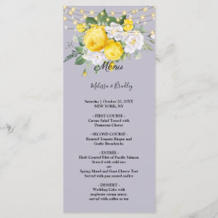 Rustic lights Yellow Floral Wedding Menu