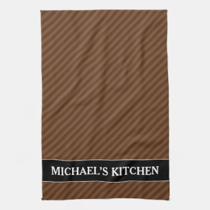 Rustic-Like Dark Brown & Lighter Brown Stripes Tea Towel