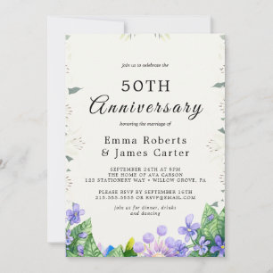 Rustic Lilac 50th Wedding Anniversary Invitation