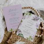 Rustic Lilac All In One Wedding Invitation<br><div class="desc">This rustic lilac all in one wedding invitation is perfect for a spring or summer wedding. The romantic and elegant floral design features watercolor purple lilac wildflowers with a boho country garden feel. Save paper by including the details on the back of the wedding invitation instead of on a separate...</div>