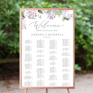 Rustic Lilac Alphabetical Wedding Seating Chart