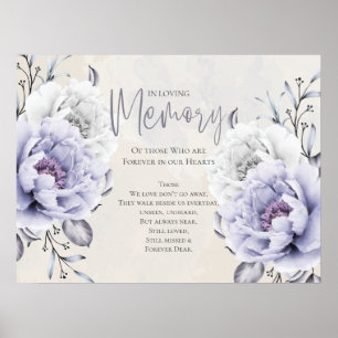 Rustic Lilac and Alabaster Peony Floral  Memorial Poster