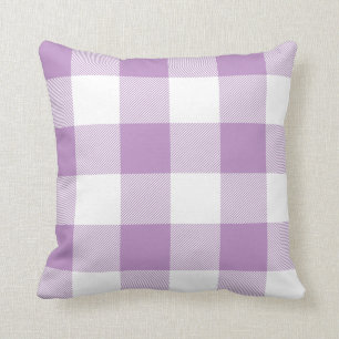 Rustic Lilac and White Buffalo Check Plaid Cushion