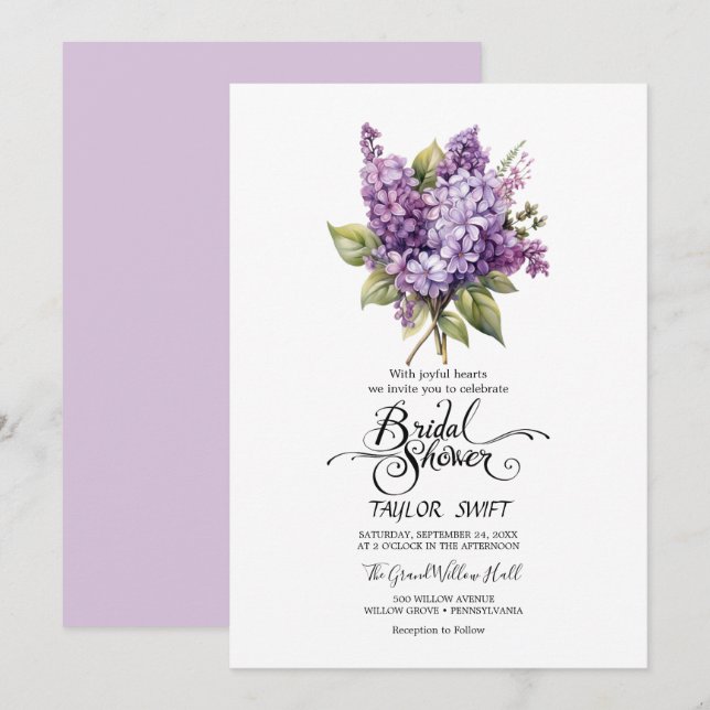 Rustic Lilac | Bridal Shower Invitation (Front/Back)