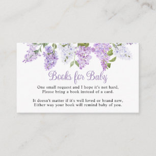 Rustic Lilac Flowers Baby Shower Book for Baby Enclosure Card