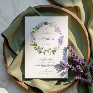 Rustic Lilac Flowers Dedication Invitation