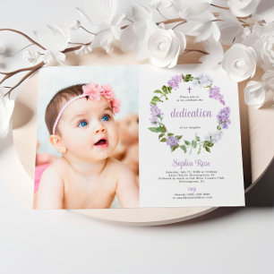 Rustic Lilac Flowers Photo Girl Dedication  Invitation
