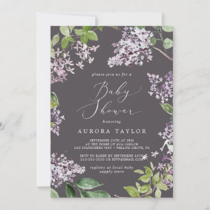 Rustic Lilac Grey Baby Shower Invitation