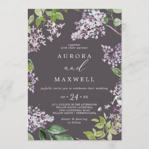 Rustic Lilac Grey Casual Wedding Invitation