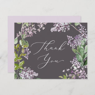 Rustic Lilac Grey Thank You Card