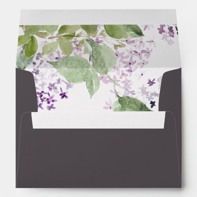 Rustic Lilac | Grey Wedding Invitation Envelope (Back (Bottom))