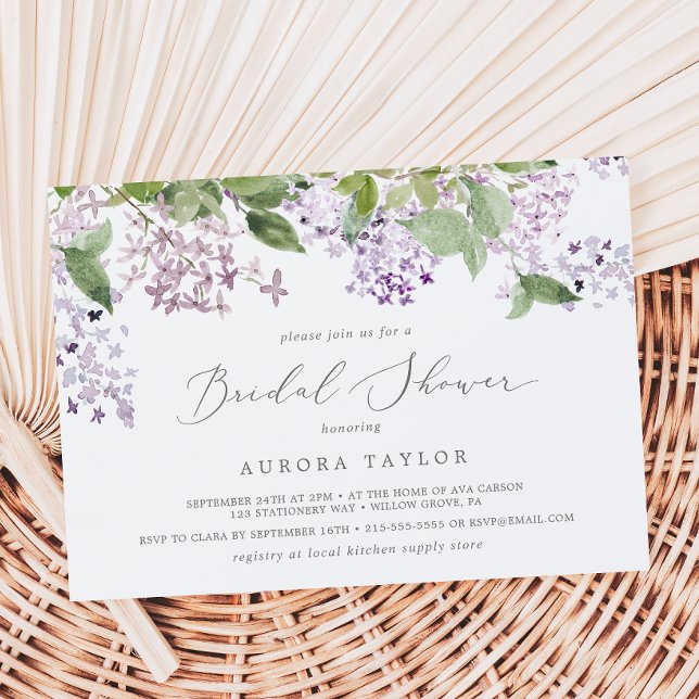 Rustic Lilac Horizontal Bridal Shower Invitation (Creator Uploaded)