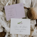 Rustic Lilac Horizontal Save the Date Postcard<br><div class="desc">This rustic lilac horizontal save the date postcard is perfect for a spring or summer wedding. The romantic and elegant floral design features watercolor purple lilac wildflowers with a boho country garden feel.</div>