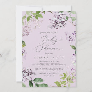 Rustic Lilac Lavender Baby Shower Invitation