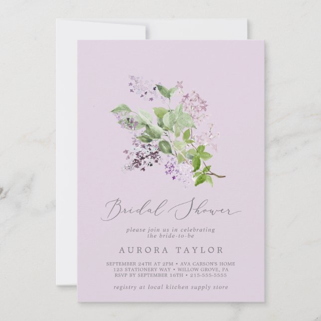 Rustic Lilac | Lavender Bridal Shower Invitation (Front)