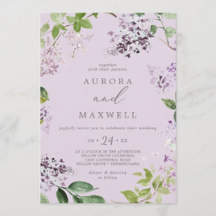 Rustic Lilac Lavender Casual Wedding Invitation