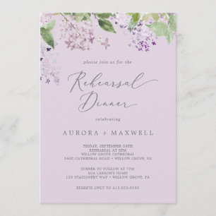 Rustic Lilac   Lavender Rehearsal Dinner Invitation