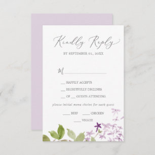 Rustic Lilac Menu Choice RSVP Card
