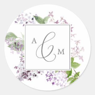 Rustic Lilac Monogram Wedding Envelope Seals