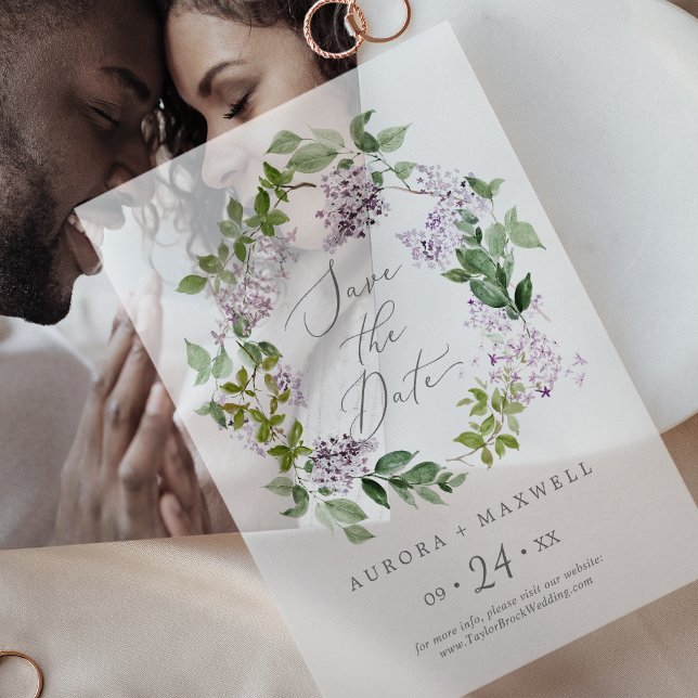 Rustic Lilac Purple Floral Wedding Save the Date Vellum Invitations (Rustic Lilac Purple Floral Wedding Save the Date Vellum Invitations)